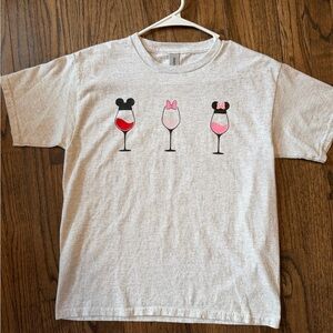 Graphic Tee with Wine Glass Design